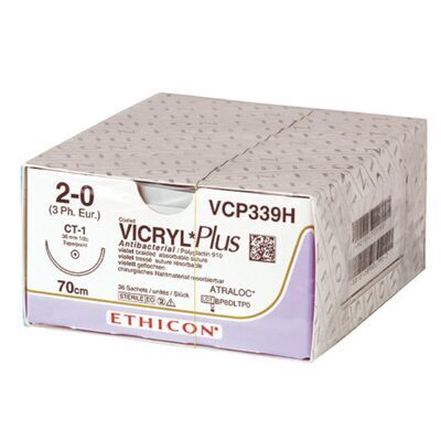 Vicryl Rapid ungefärbt USP 6-0 / P-1 / 70 cm / 36 Stück